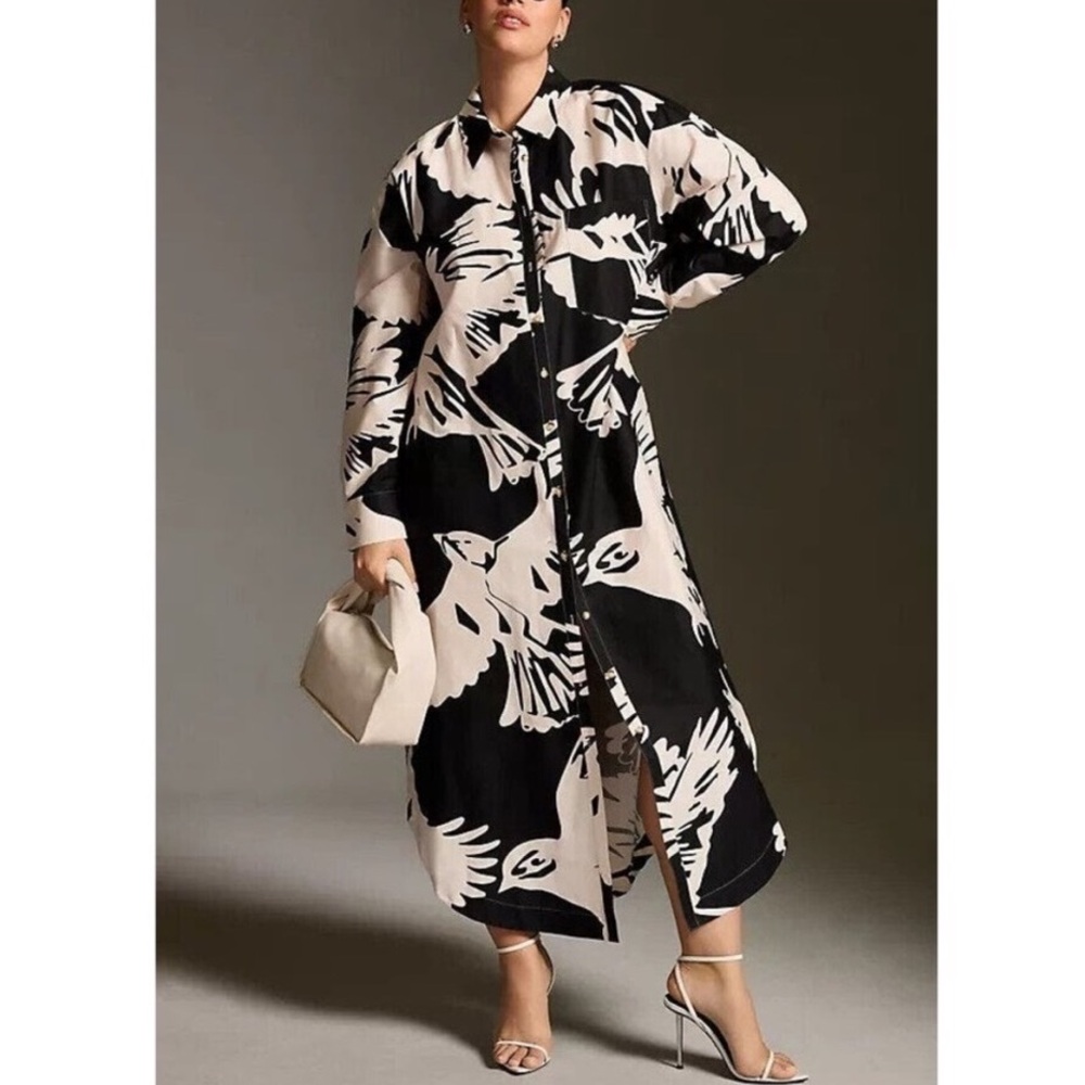 Anthropologie Black and White Maxi Dress